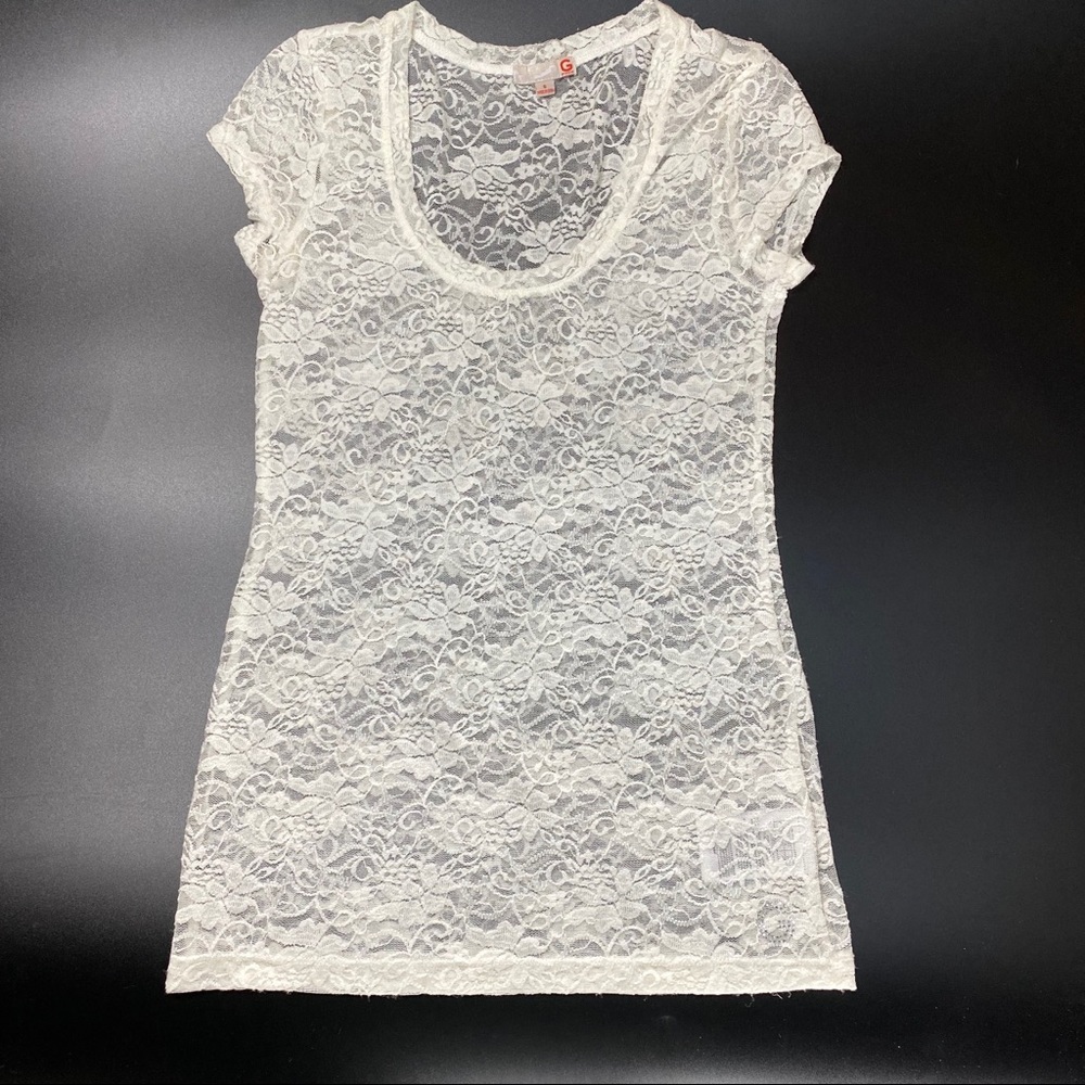 Guess White Lace Top